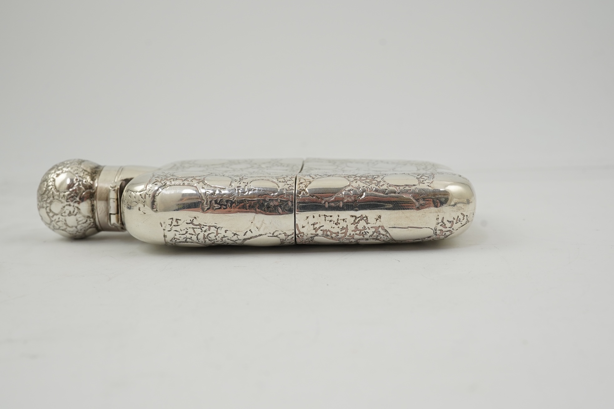 A late Victorian silver hip flask, maker George Heath?